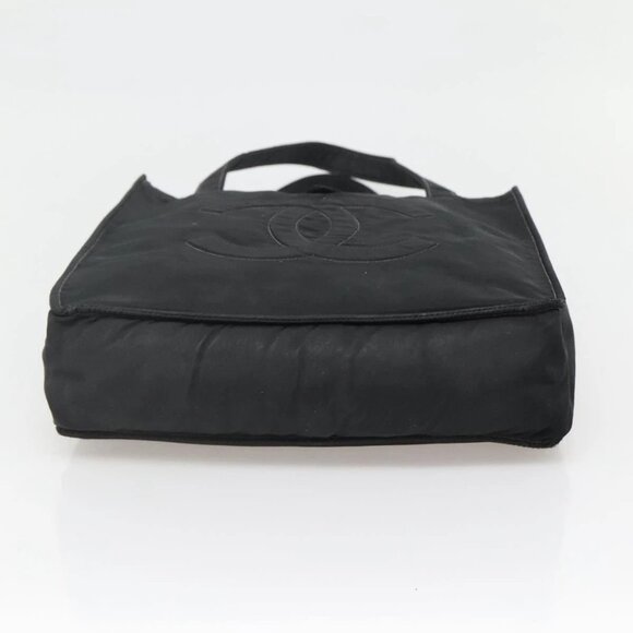 CHANEL Hand Bag Nylon Black Gold CC Auth - Picture 12 of 16